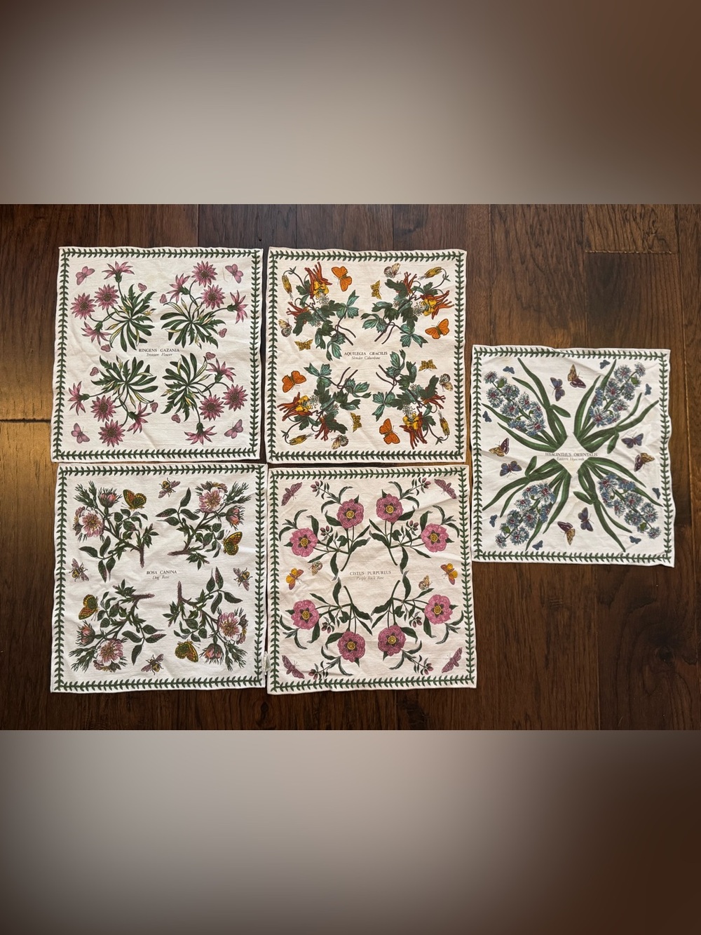 Set of 5 Vintage Portmeirion Botanical Garden Cotton Cloth Napkins